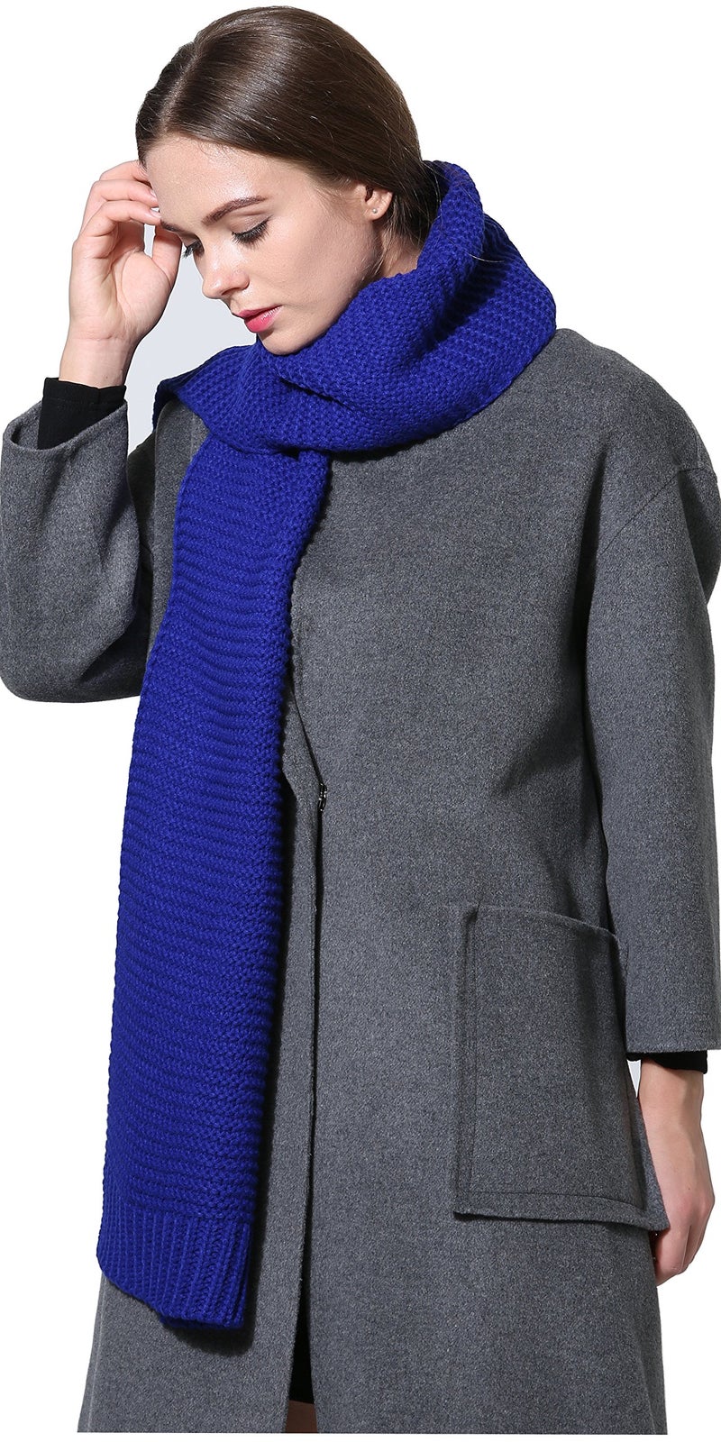 NEOSAN Women Men Winter Thick Cable Knit Wrap Chunky Warm Scarf Royal Blue - Image 4